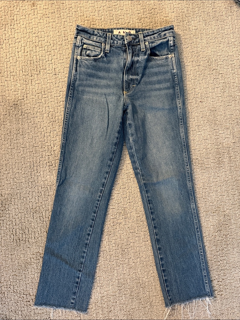 AMO Chloe Crop Straight Jeans Size 24 Frayed Hem